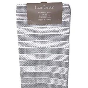 Kitchen Towels Set of 3 Oversized 20 x 30in 100% Turkish Cotton, Gray White